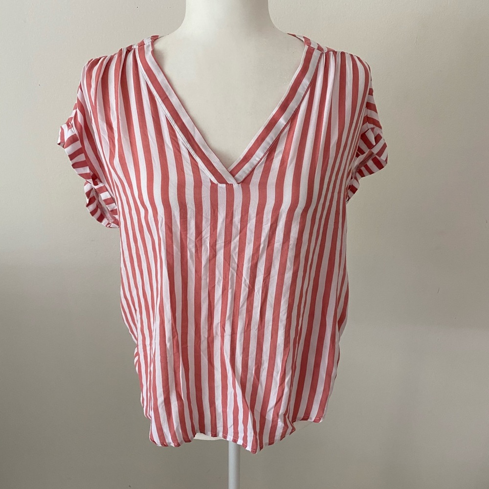 Gap Pink and White Striped Top